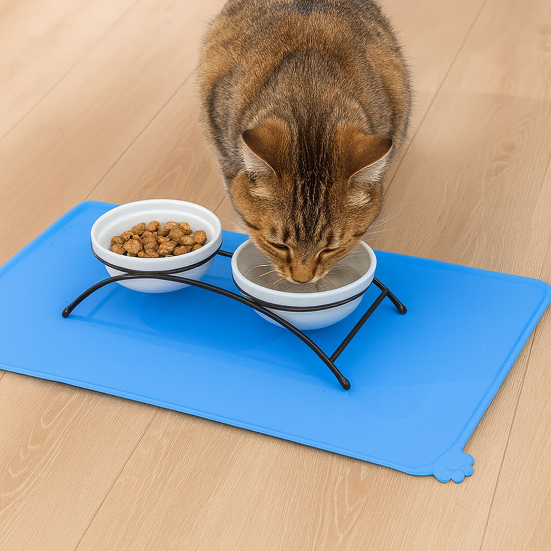 Waterproof Silicone Cat Feeding Mat with Raised Edges – Pet Food Bowl Placemat Waterproof Silicone Cat Feeding Mat with Raised Edges – Pet Food Bowl Placemat